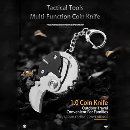 Keychain Screwdriver Multifunctional Hexagon Coin Outdoor EDC Tool Hexagon Folding Coin Knife Pocket Fold Mini coltello Gear Pee