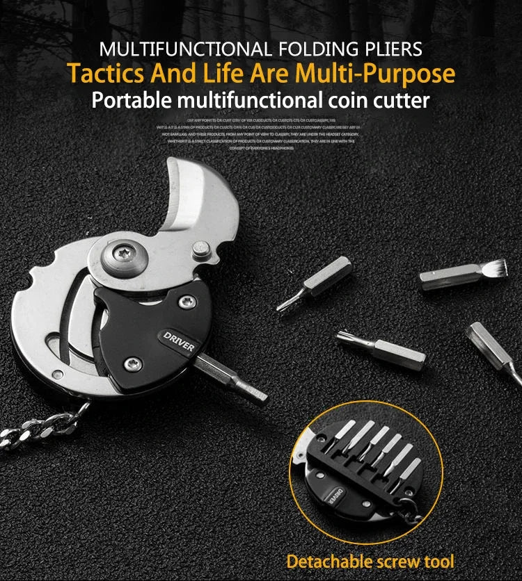 Keychain Screwdriver Multifunctional Hexagon Coin Outdoor EDC Tool Hexagon Folding Coin Knife Pocket Fold Mini coltello Gear Pee